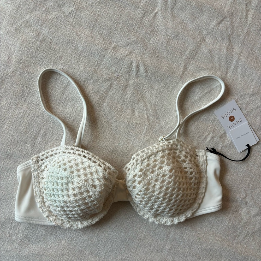 NWT Shade & Shore White Crochet Underwire Bikini Top